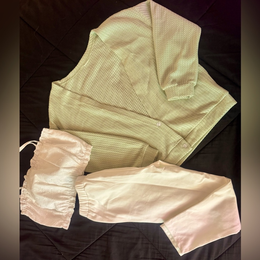 Girls Mint Green & White Cardigan Set-NWOT